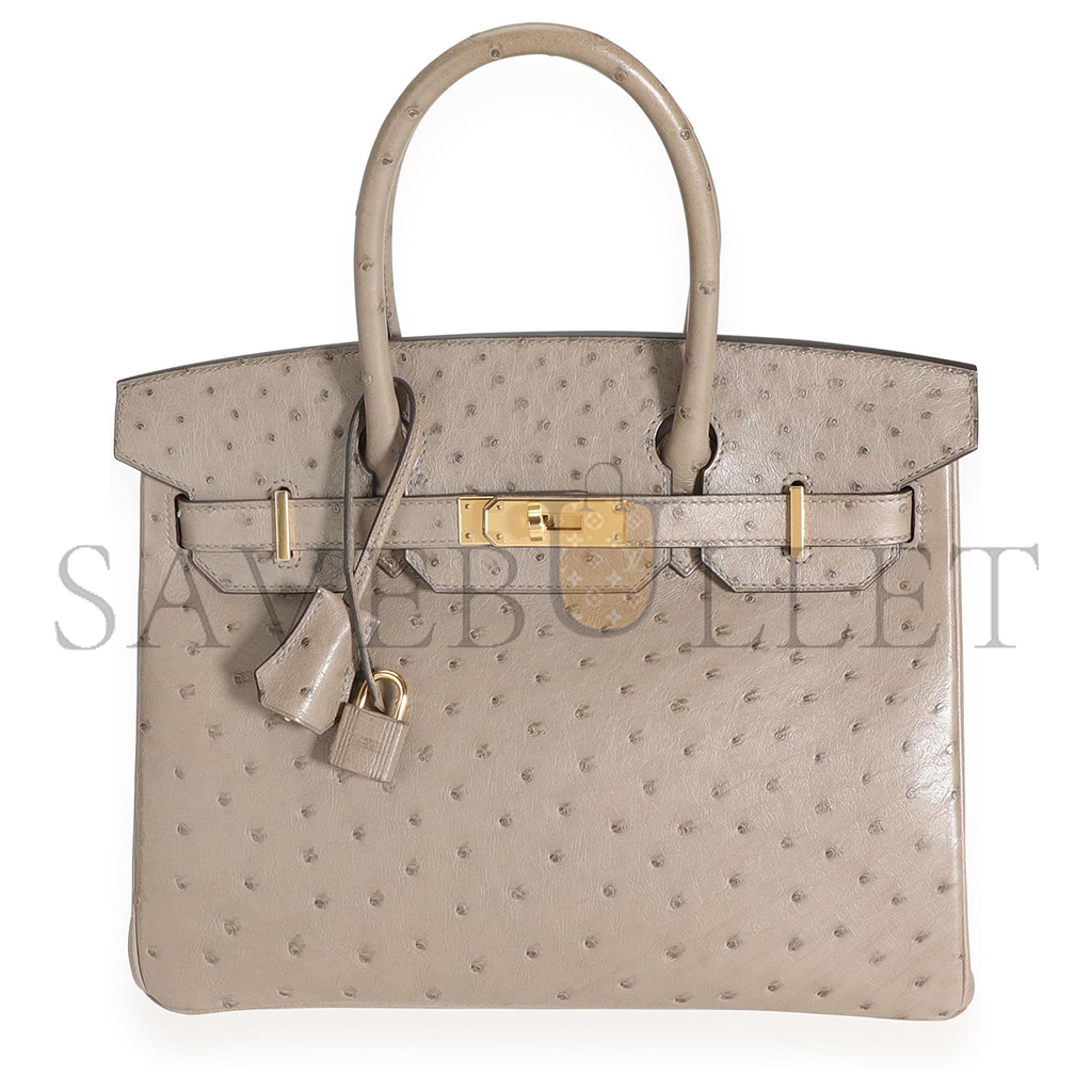 HERMES MASTER BIRKIN 30 OSTRICH TRENCH BEIGE GOLD HARDWARE 172854 (30*22*16cm)